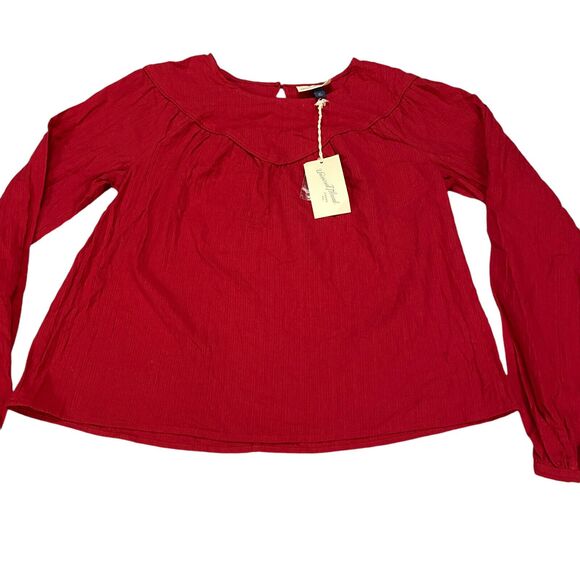 Universal Thread Women's Size XS Long Sleeve Blouse Top Red Peasant Prairie NWT - Picture 11 of 15